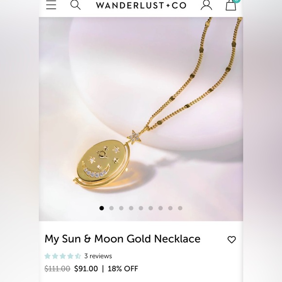 Sun and moon gold necklace - Picture 2 of 7
